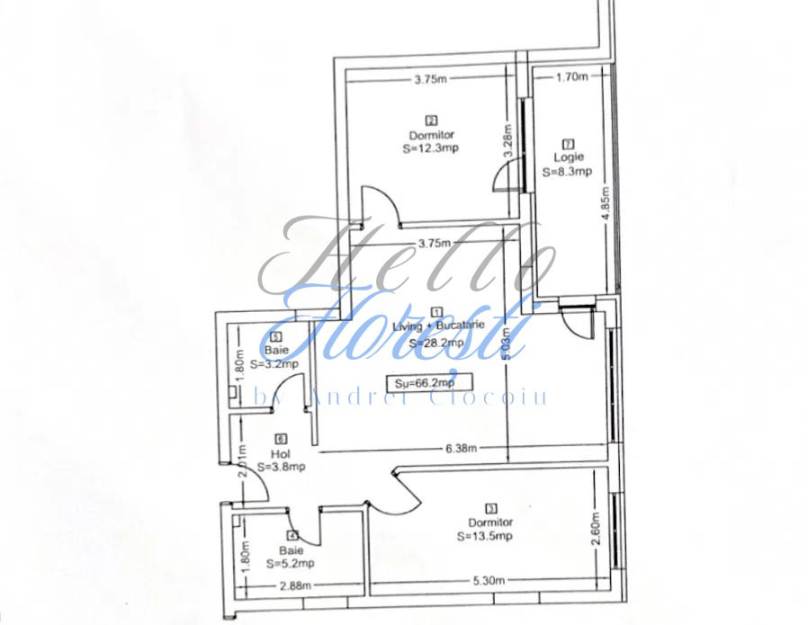 Apartament 3 camere 66mp, zona BMW