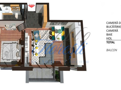 Apartament 2 camere, finisat, 52 mp, Zona Teilor