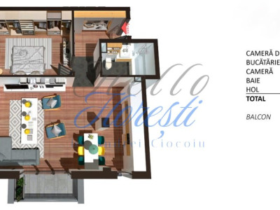 Apartament 2 camere, finisat, 63 mp, Zona Teilor