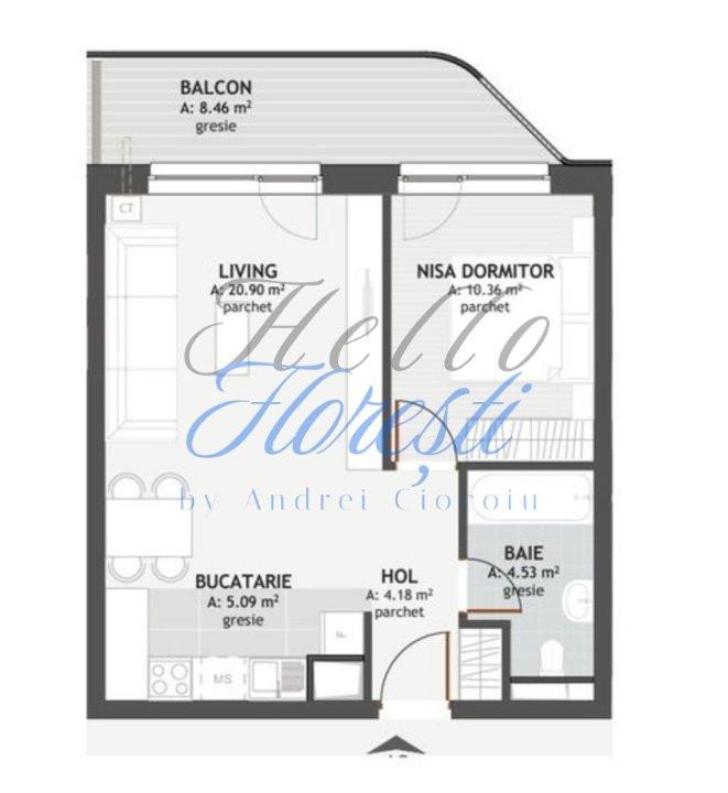 Apartament 2 camere 45mp, ansamblul Eroilor Residence