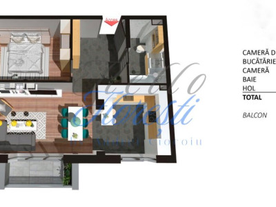 Apartament 2 camere, finisat, 56 mp, Zona Teilor