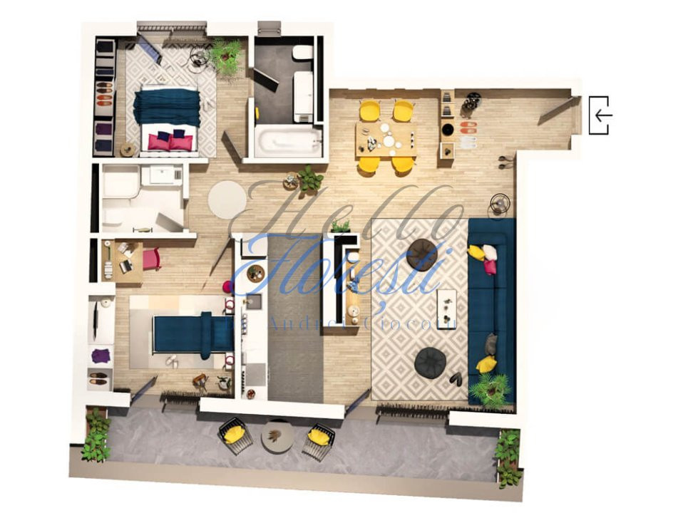 Apartament 3 camere, semifinisat, 92 mp, cu terasa, Zona Centrul Clujului!