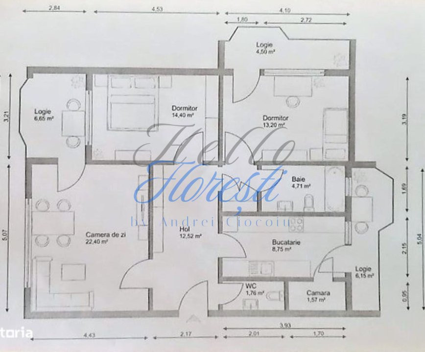 UNICAT, Apartament 3 camere 81mp, Zona Grigorescu