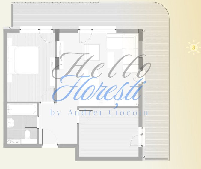 Apartament 2 camere, semifinisate, 55.5 mp, Zona Eroilor