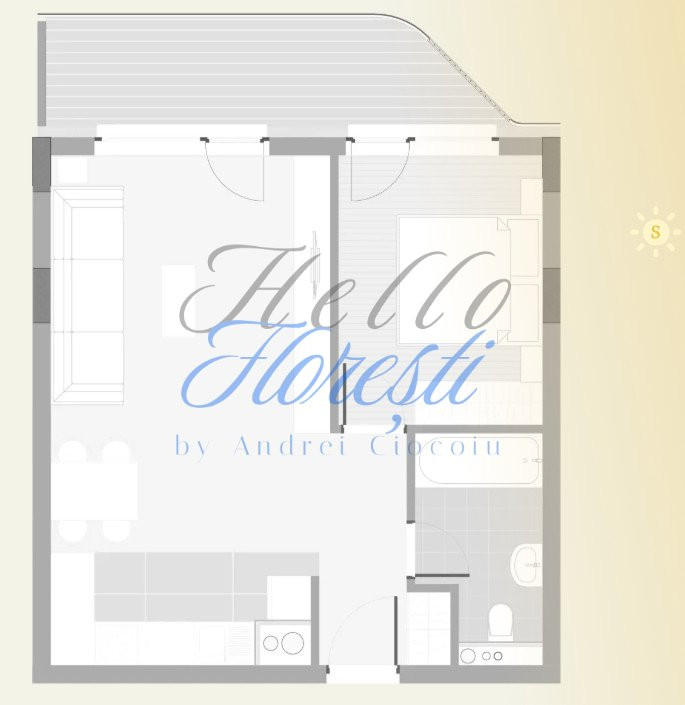Apartament 2 camere, semifinisate, 45 mp, Zona Eroilor