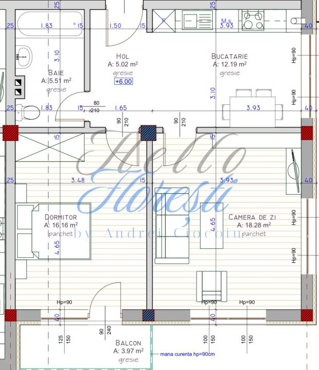 Apartament 2 camere 58mp, zona Teilor