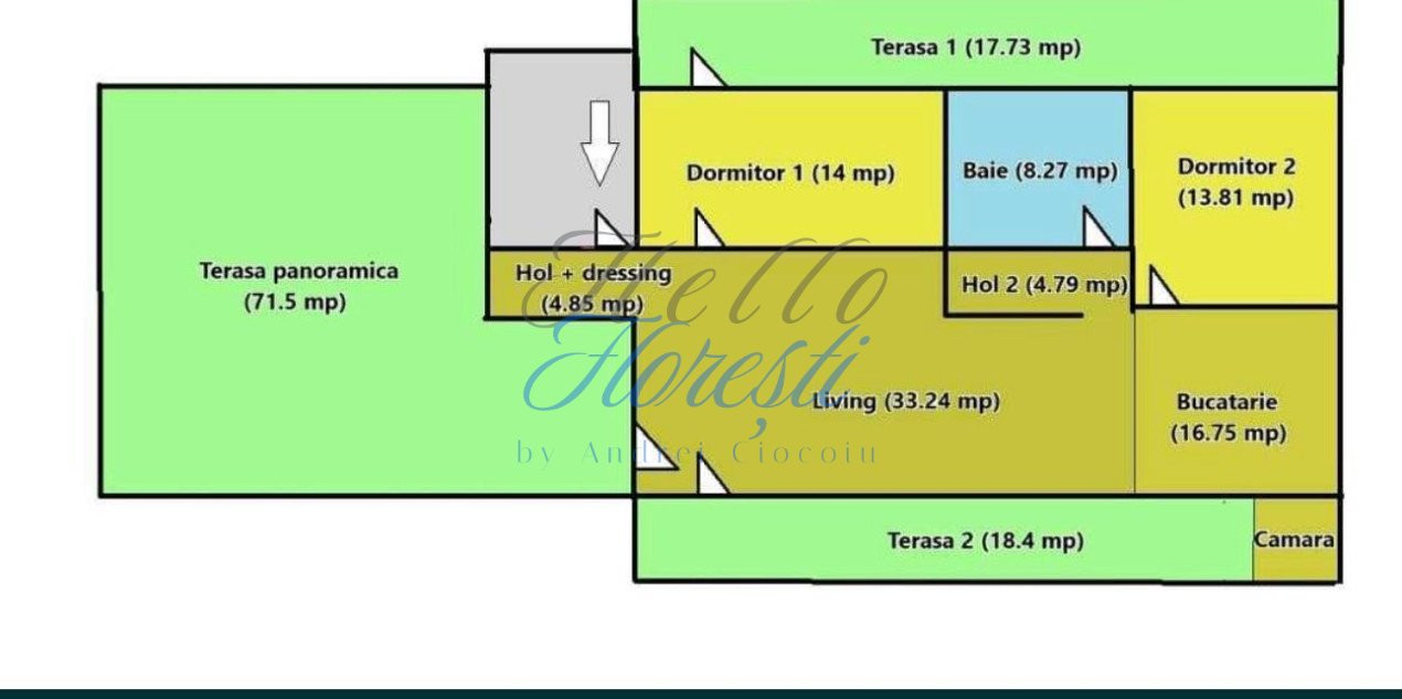 Apartament 3 camere si terasa, 96 mp, zona VIVO