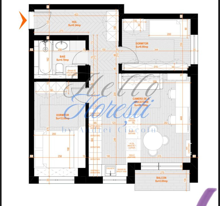 Apartament 3 camere, 58 mp, Cartier Marasti