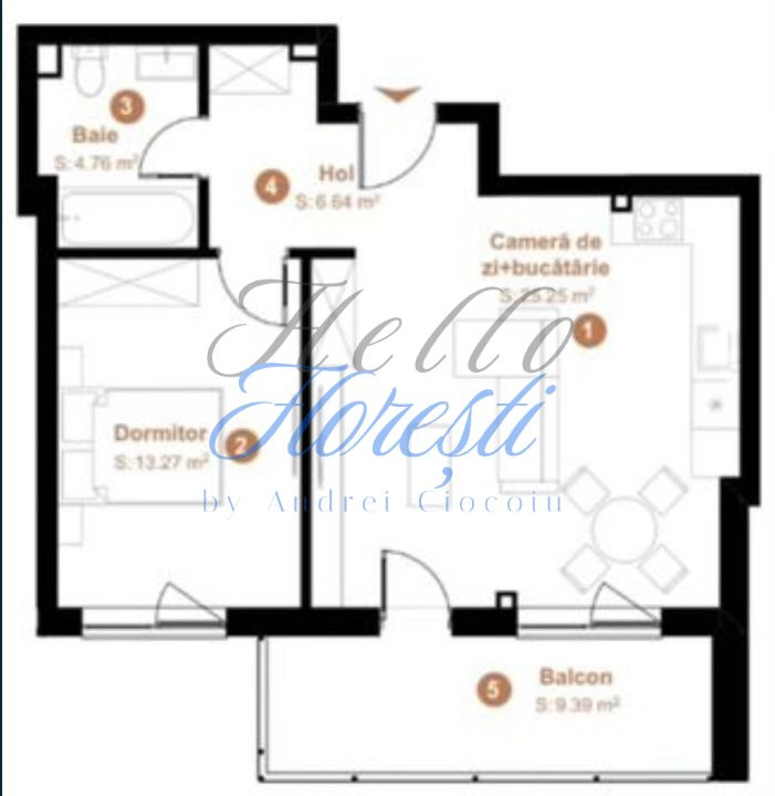 Apartament 2 camere, 50 mp, zona VIVO