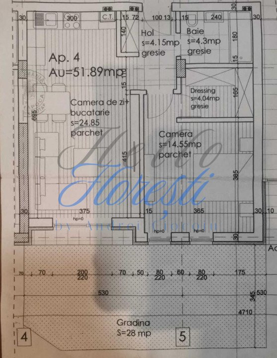 Apartament 2 camere cu grădină – Florești, zona Vivo