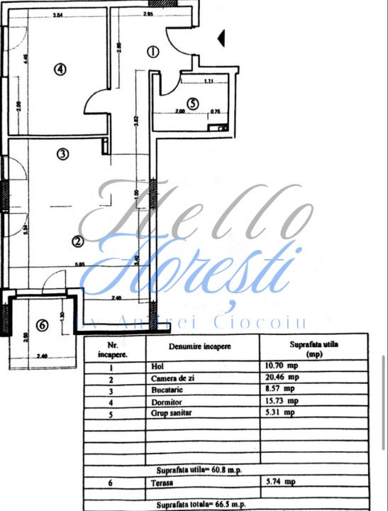 Apartament 2 camere 61mp, zona Iris