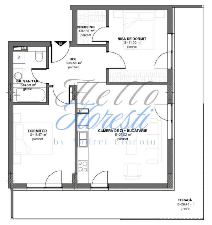 Apartament 3 camere Floresti