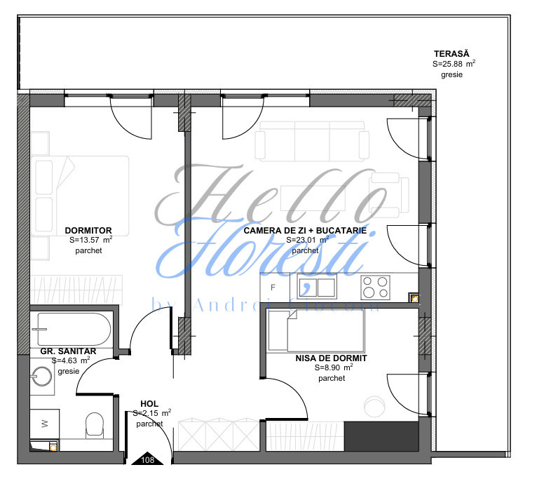 Apartament 3 camere Floresti