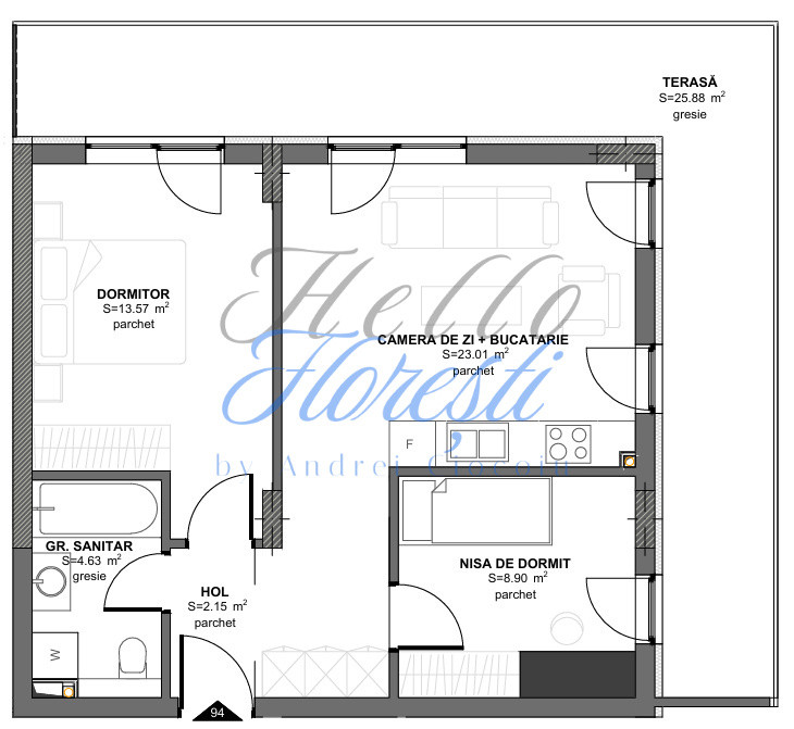 Apartament 3 camere Floresti