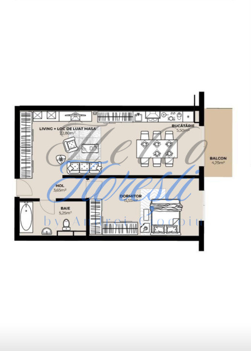 Apartament 2 camere , 48 MP, Ansamblu in constructie, zona Bulgaria, Cluj