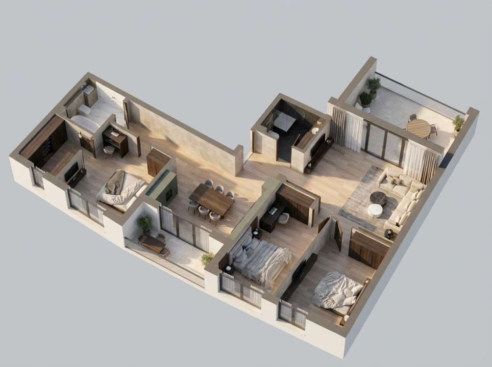 Penthouse 4 camere 100 mp,balcon 7 mp,terasa 18 mp,Someseni, Finisat