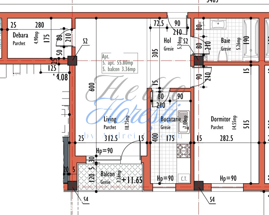 Apartament 2 camere , 52,4 MP, zona Dambu Rotund, Cluj