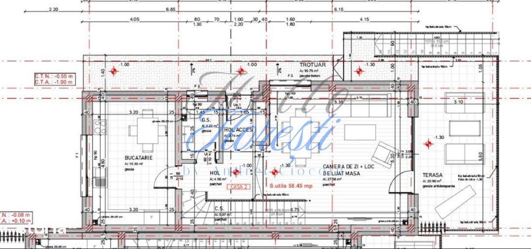 Casa tip duplex, in constructie 4 camere,3. bai 180mp, 270mp teren, zona Razoare