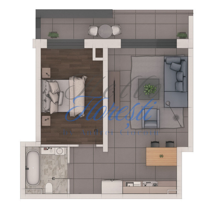 Apartament 2 camere 48,41mp, ansamblu NZEB, zona Terra