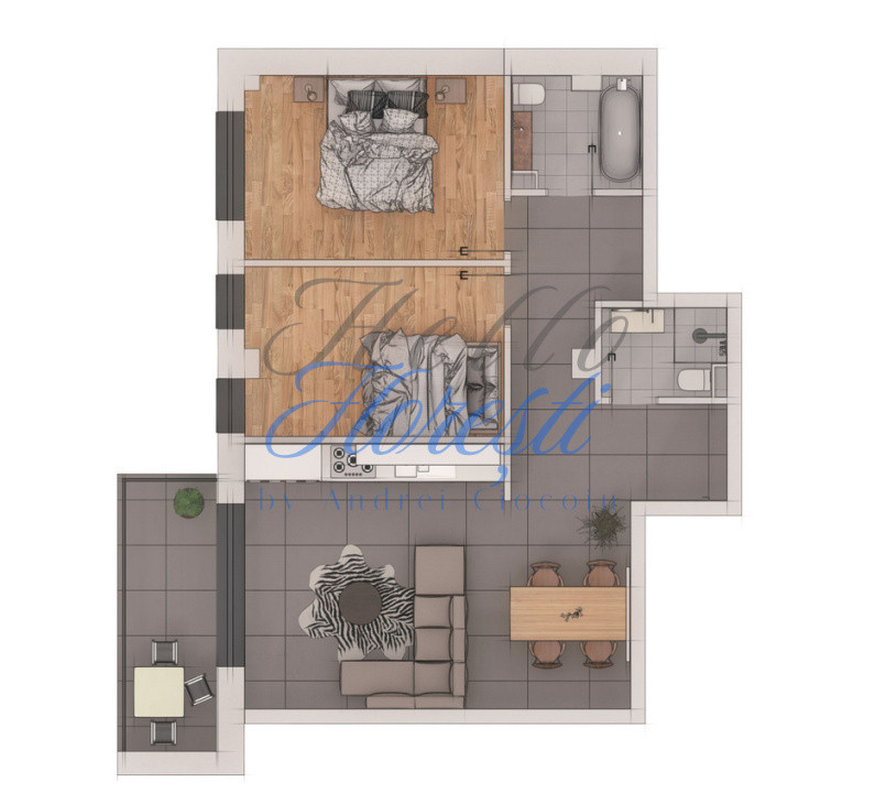 Apartament 3 camere, 70,45mp, ansamblu NZEB zona Terra