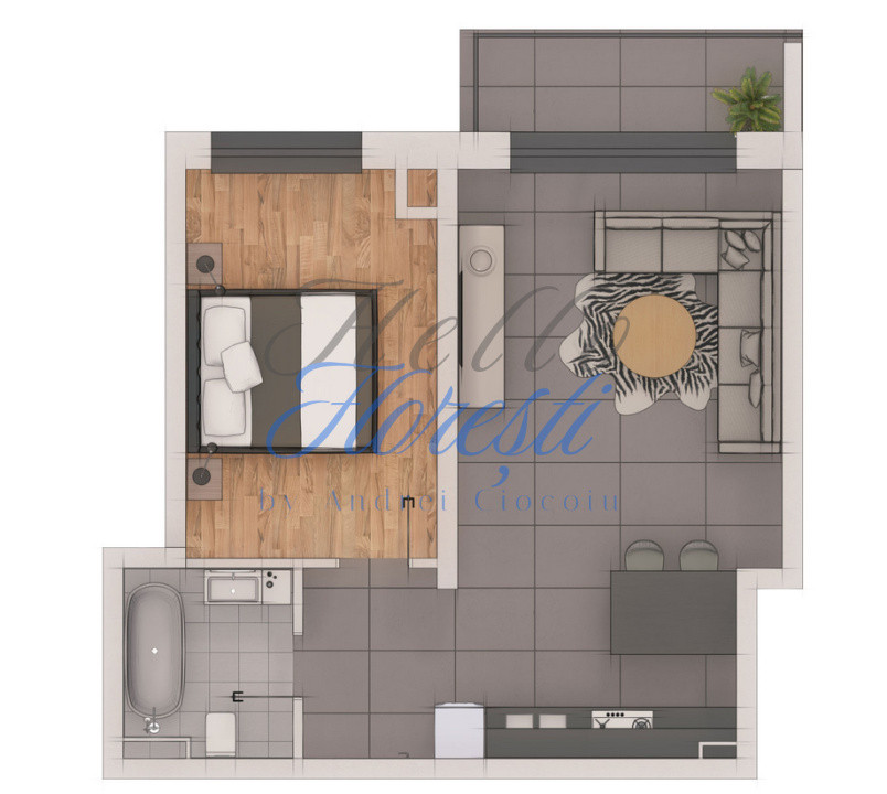 Apartament 2 camere, 48,42mp, ansamblu NZEB, zona Terra