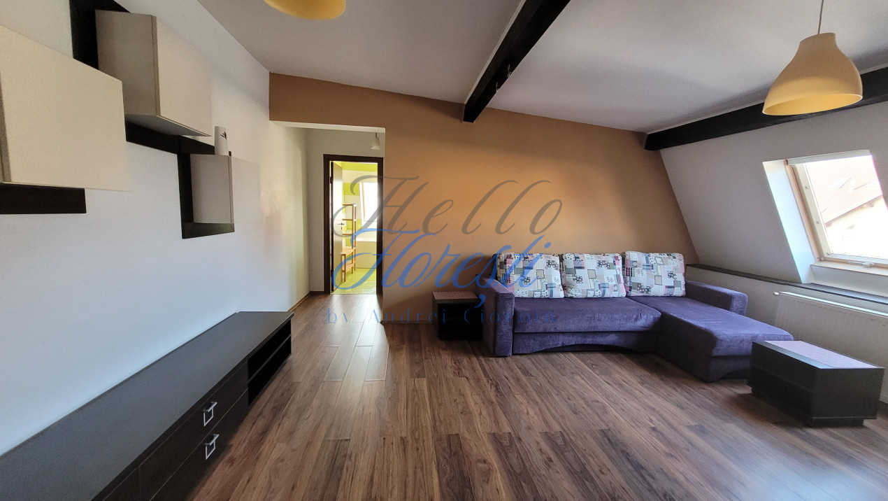 Mansarda inalta, 2 camere,54mp, parcare inclusa, Muzeul Apei, Floresti