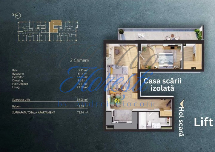 Apartament 2 camere, 59.05 mp , zona Iris, Cluj