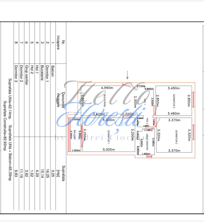 Apartament 3 camere , 62.14 mp ,zona Zorilor , Cluj