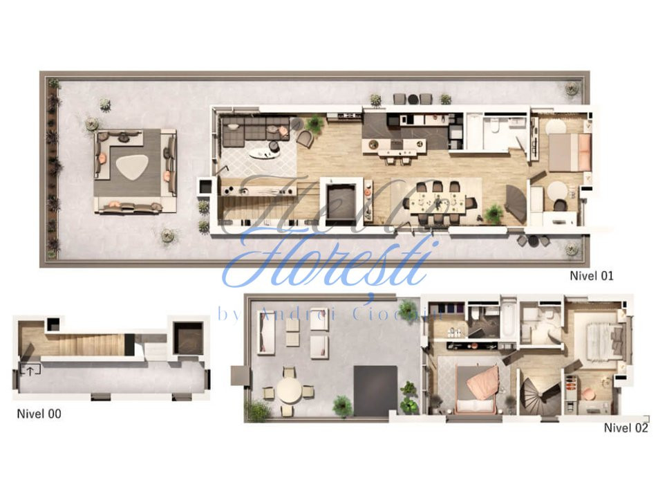 Penthouse 4 camere, 2 terase, semifinisat, 125 mp,  Zona Centrul Clujului!
