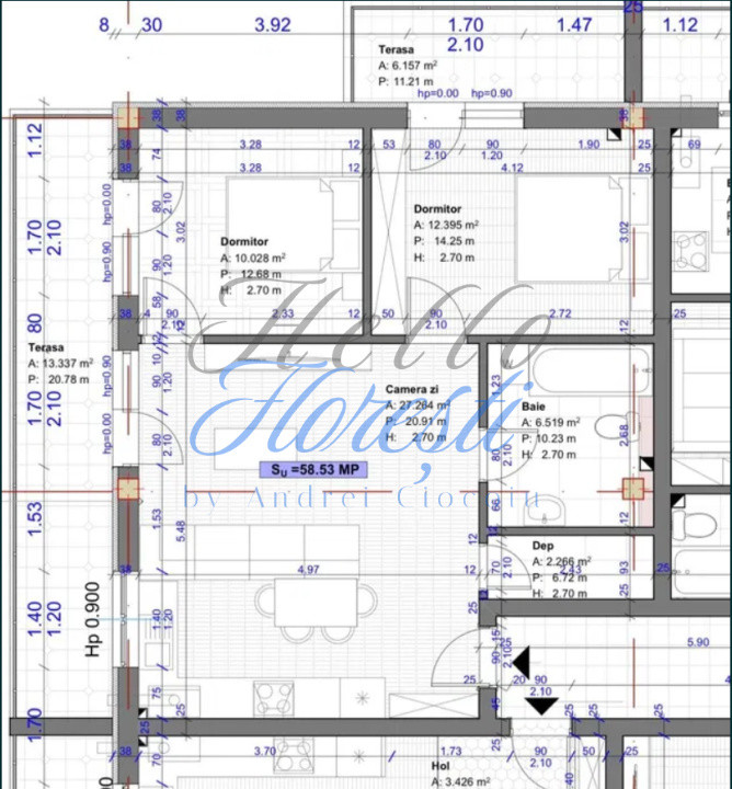 Apartament 3 camere 59mp + 18mp balcon, Zona Sesul de Sus | Floresti