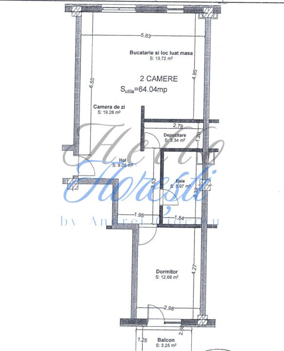 Apartament 2 camere, mobilat utilat, 64mp, Zona Eroilor