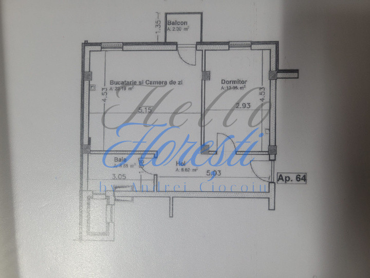 Apartament 2 camere, 49.8 mp , Zona Lidl, Floresti 