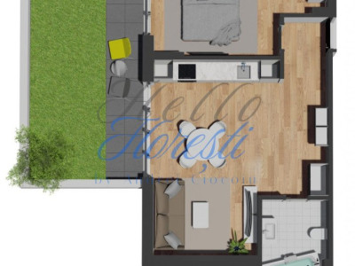 Apartament de 2 camere, finisat, cu gradina, zona VIVO