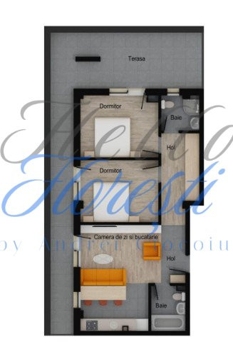 Apartament de 3 camere, 62 mp utili, 35 mp terasa, 2 bai, Muzeul Apei