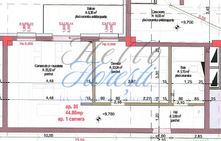 Apartament 1 camere, 44.80 mp , Zona Calea Turzii /Cluj Napoca