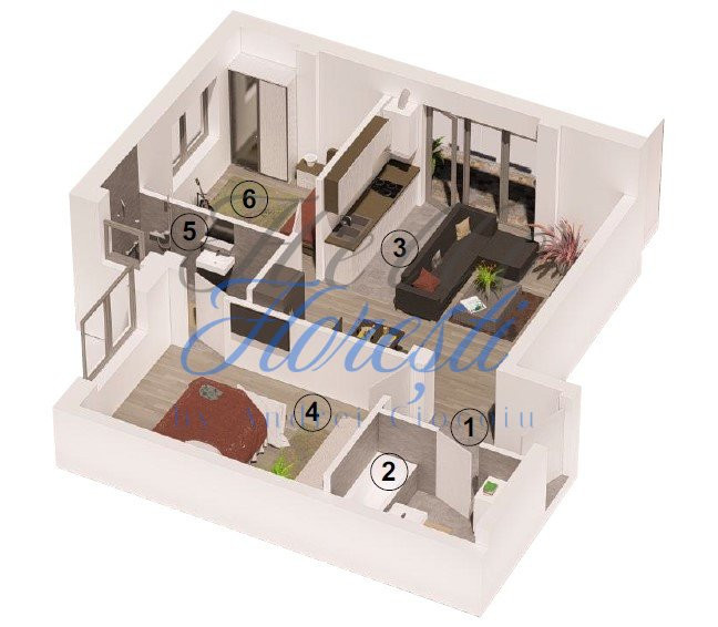 Apartament de 3 camere, 65 mp, finisat, balcon, Parcul Poligon