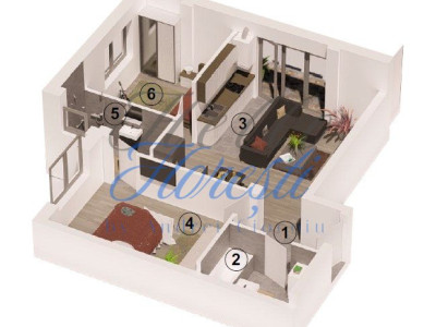 Apartament de 3 camere, 65 mp, finisat, balcon, Parcul Poligon