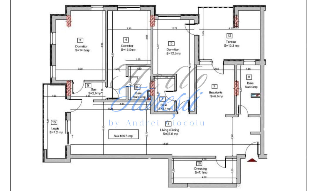 Apartament 4camere, 106,8mp | Zona Vivo | Floresti |