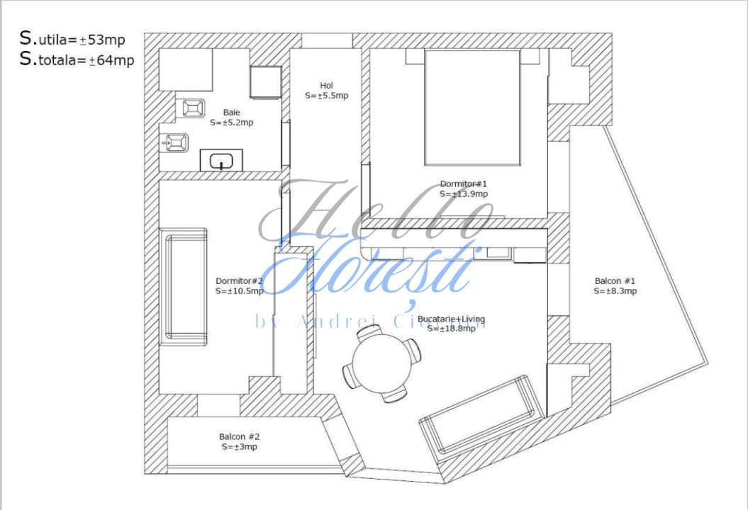 Apartament 3 camere 1 balcon 1 terasa in Cluj zona Buna Ziua