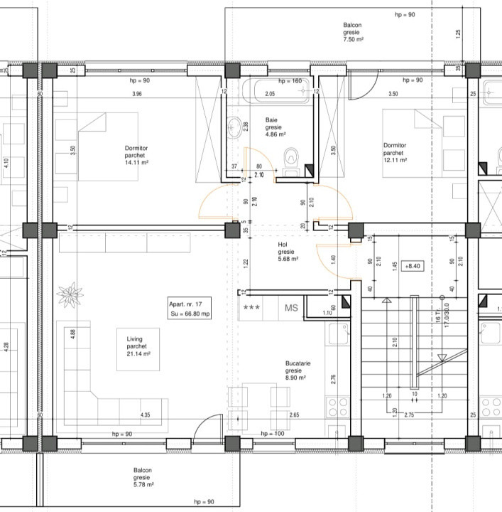 Apartament 3 CAM, SU 67MP, 2 BALCOANE, zona Tineretului
