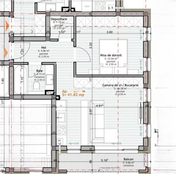Apartament 2 camere, 41,82mp | Zona Eroilor | Floresti |