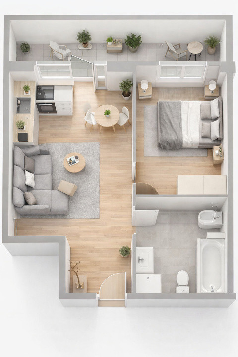 Apartament 2 camere, 37.5 mp , Zona TERRA, Floresti 