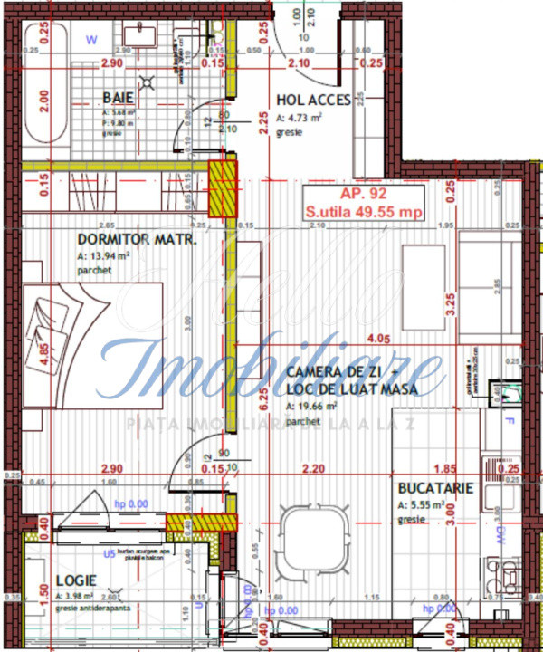 Apartament 2 camere 49,55 mp, zona Tineretului