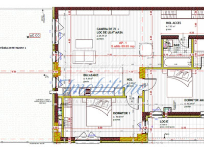 Apartament 3 camere 89,65 MP+ Gradina 52,53  Zona Tineretului