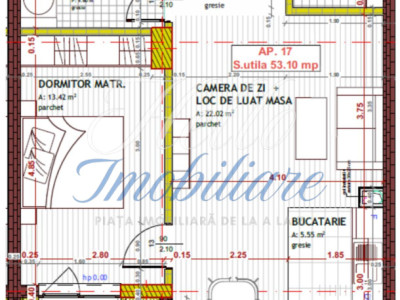 Apartament 2 camere 53,10mp, zona Tineretului 