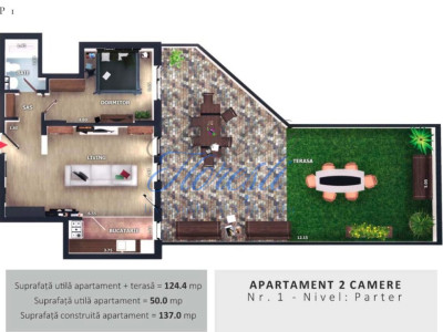 Apartament cu 2 camere semidecomandate si Terasa in zona VIVO