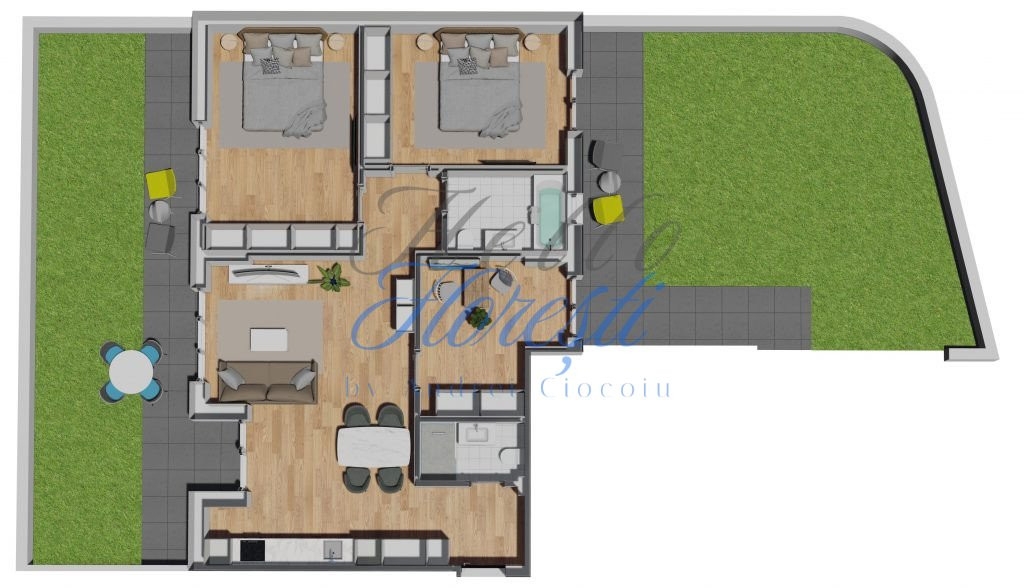 Apartament de 3 camere, semifinisat, cu gradina, zona VIVO