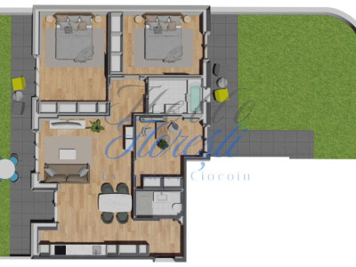 Apartament de 3 camere, semifinisat, cu gradina, zona VIVO