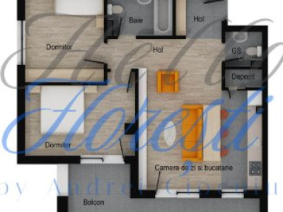 Apartament de 3 camere, 64,24 mp utili, 12,80 balcon, Muzeul Apei